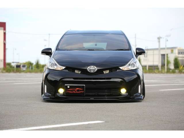 プリウスα　Ｓツーリングセレクション入庫しました！カスタム車両です！エアサス　ＷＯＲＫ　社外マフラー　社外ナビ　リアモニター　シートカバー　カスタム多数の１台です！お気軽にお問い合わせください！